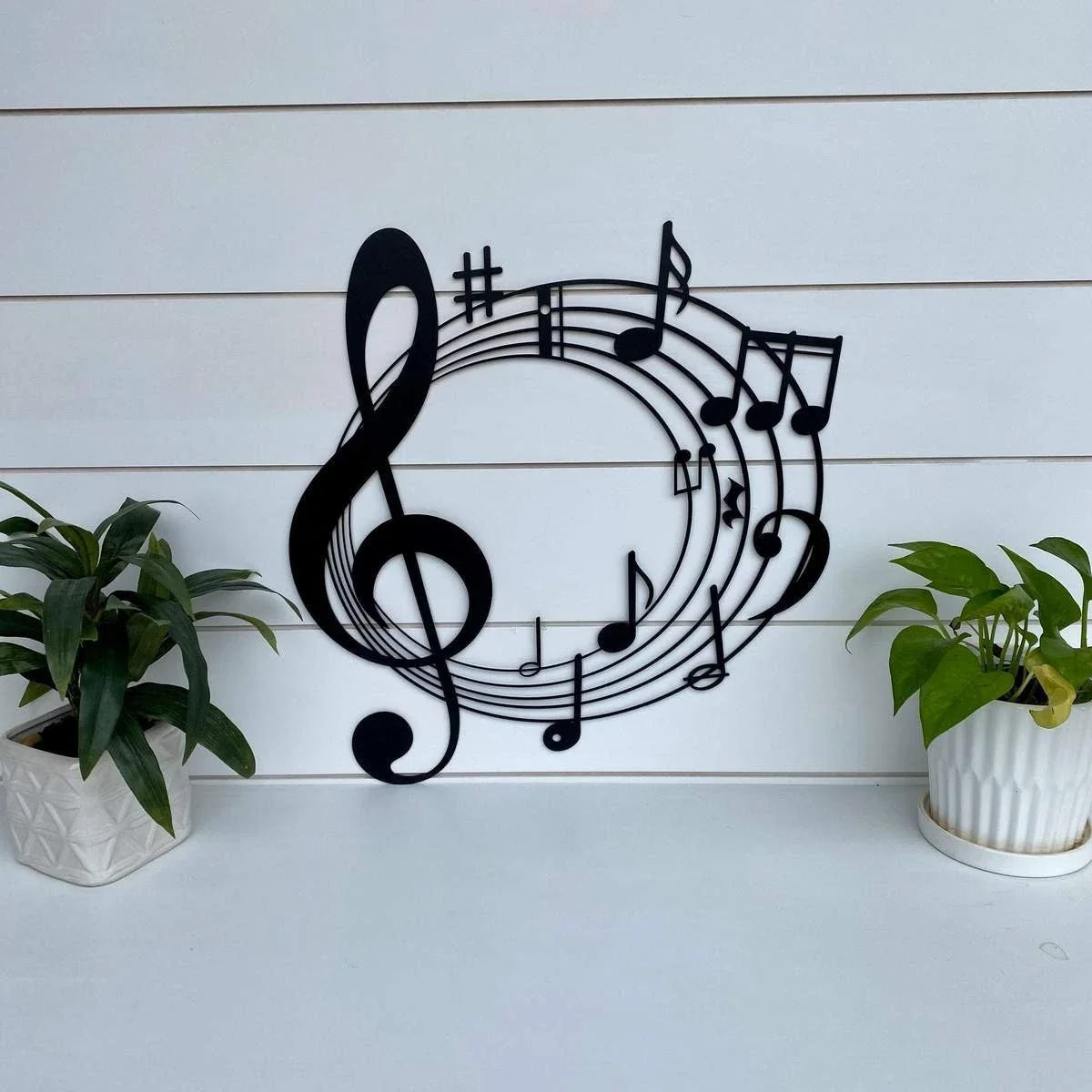 Music Notes & Riff Cut Metal Sign Metal House Sign - 8 inches - metal sign