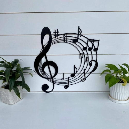 Music Notes & Riff Cut Metal Sign Metal House Sign - 8 inches - metal sign