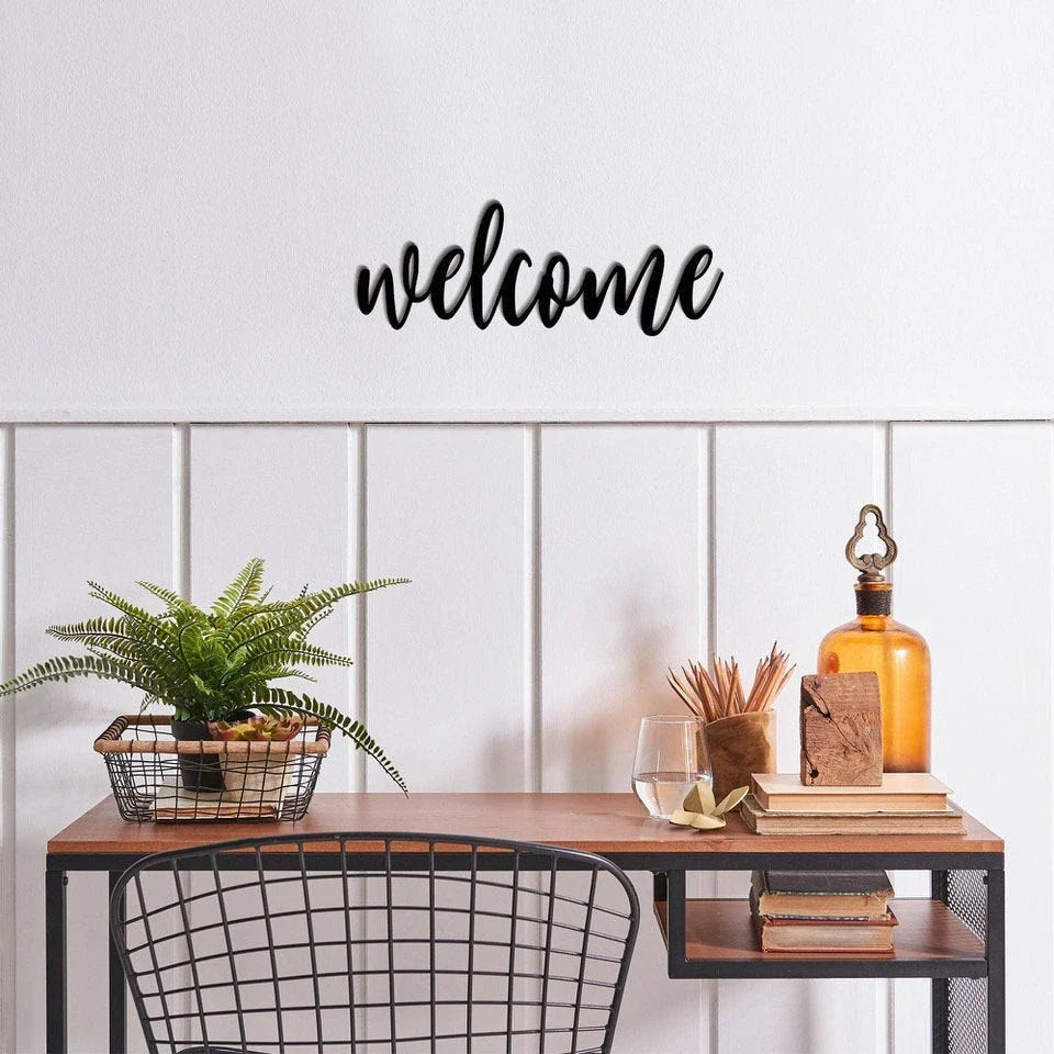 Welcome Welcome Metal Wall Decor Welcome Metal Sign For Home Inspirational Housewarming Gift - 8 inches - metal sign
