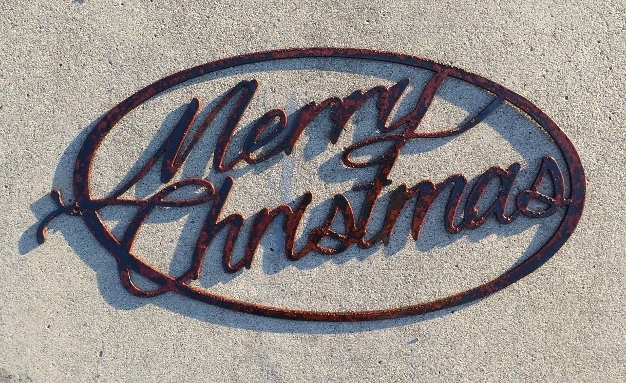 Merry Christmas Metal Sign Cut Metal Sign Wall Metal Sign - 8 inches - metal sign