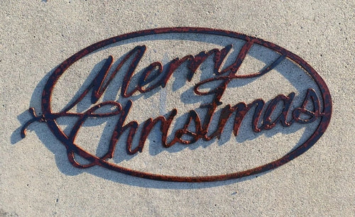 Merry Christmas Metal Sign Cut Metal Sign Wall Metal Sign - 8 inches - metal sign