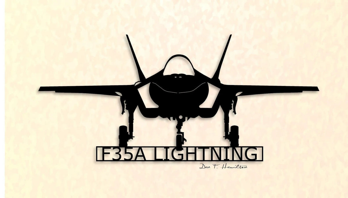F35a Lightning Stealth Multirole Combat Aircraft Metal Sign Cut Metal Sign Wall Decor - 8 inches - metal sign