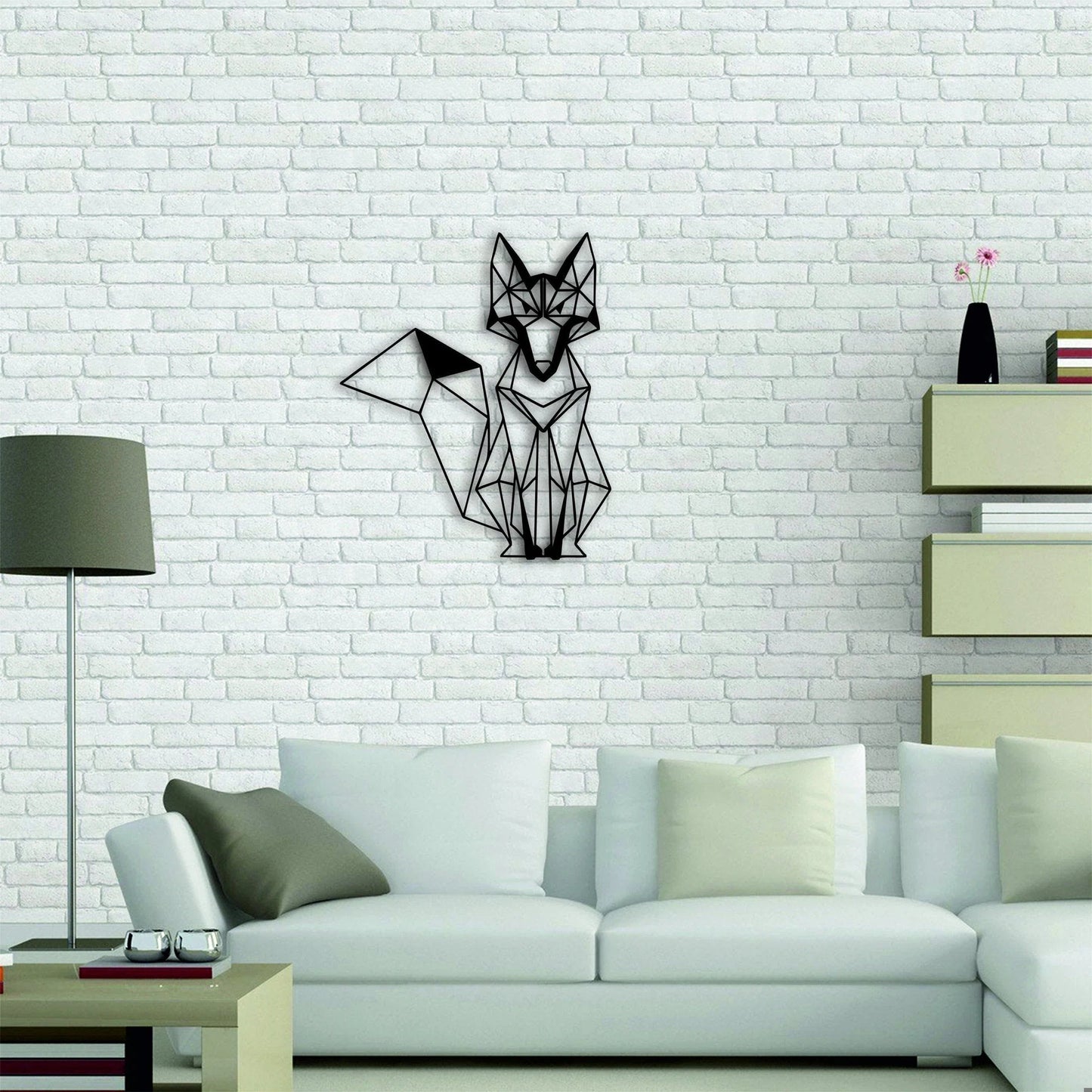 Fox Animal Interior Metal Sign Office Geometric Animal Wild Minimalist Wall Art - 8 inches - metal sign