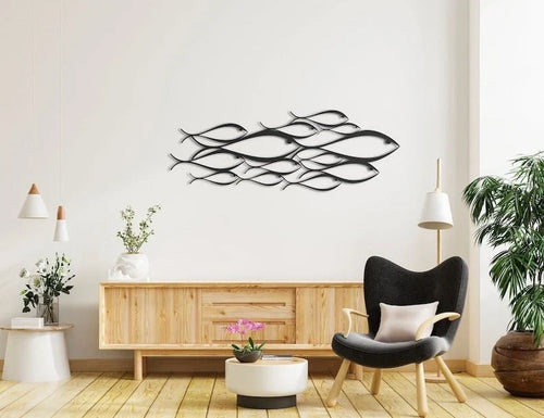 School of Fish Metal Wall Decor Wall Sign - 8 inches - metal sign
