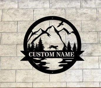 Mountain Lion Name Metal Sign Christmas Gift Last Name Art Family Name Sign Hunting Gift Wall Decor Mountain Lion Sign - 8 inches - metal sign