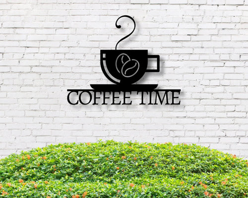 Coffee Time Sign Metal Coffee Sign For Kitchen Coffee Sign Decor Coffee Decor Steel Coffee Time Sign Kitchen Wall Decor Wall Decor - 8 inches - metal sign
