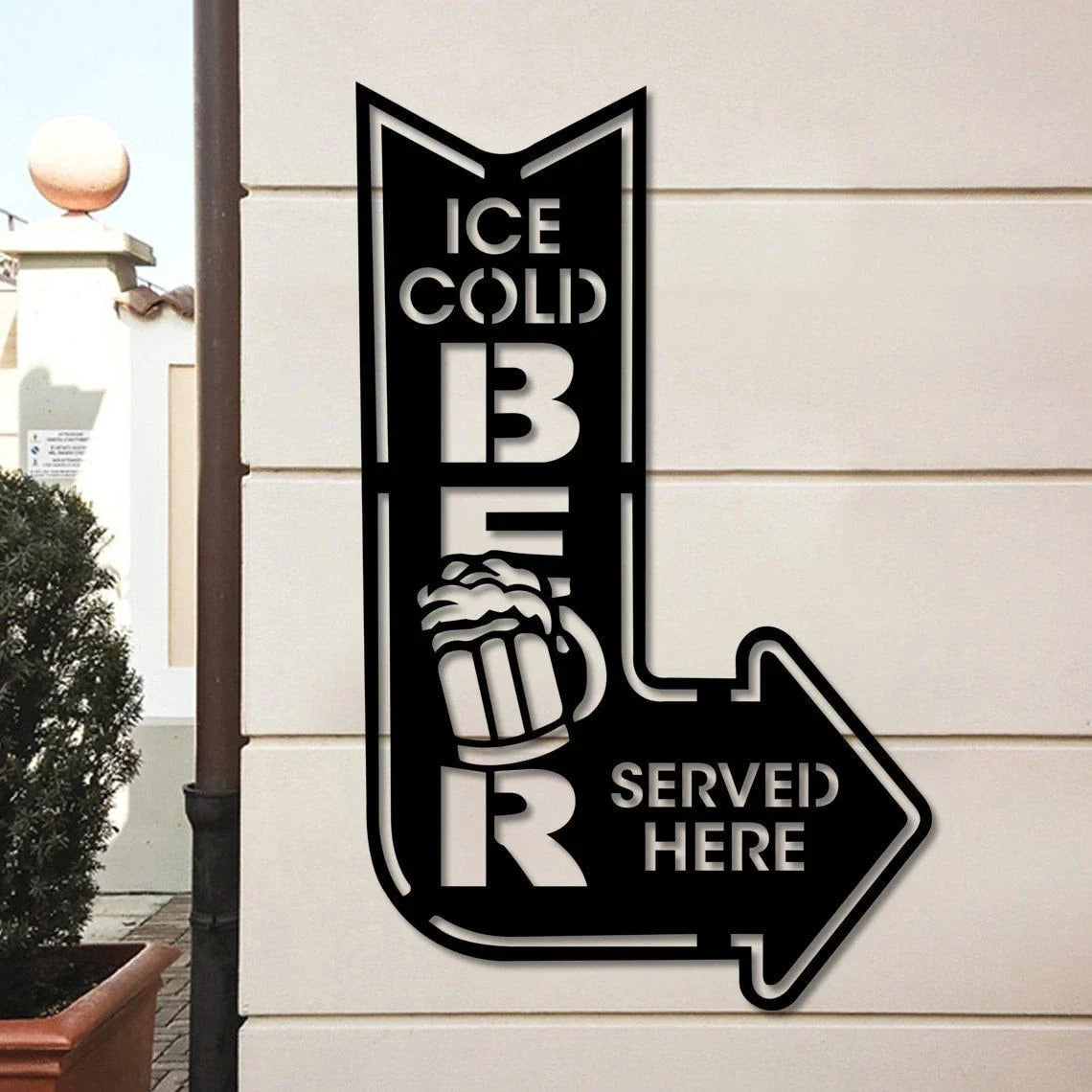 Beer Bar Metal Wall Ice Cold Beer Served Here Metal Sign Beer Bar Decor Sign For Bar Beer Bar Door Hanger - 8 inches - metal sign