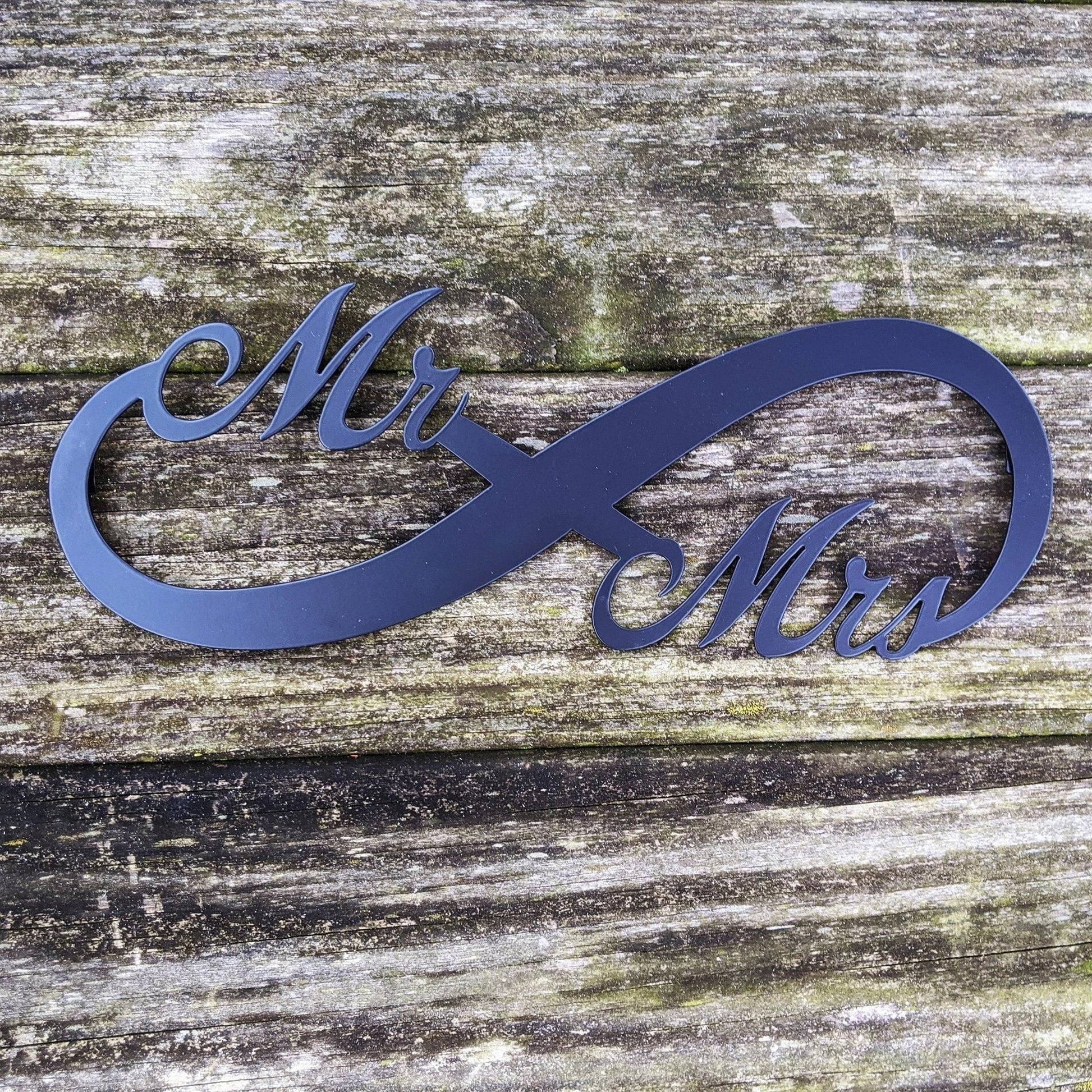 Mr. & Mrs. Infinity Sign Cut Metal Sign Wall Metal Art - 8 inches - metal sign