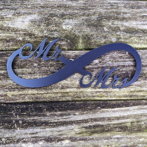 Mr. & Mrs. Infinity Sign Cut Metal Sign Wall Metal Art - 8 inches - metal sign