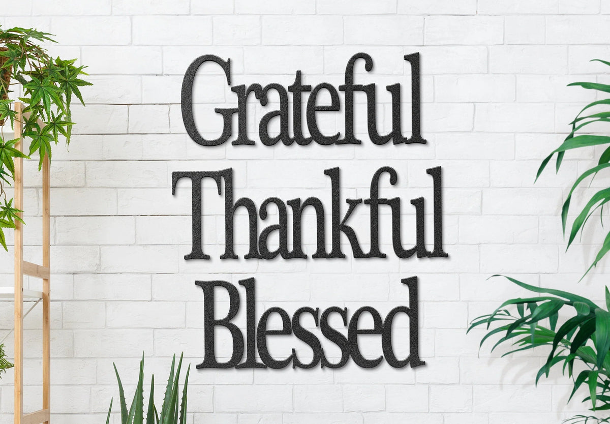 Grateful Thankful Blessed Word Signs Wall Decorations - 8 inches - metal sign