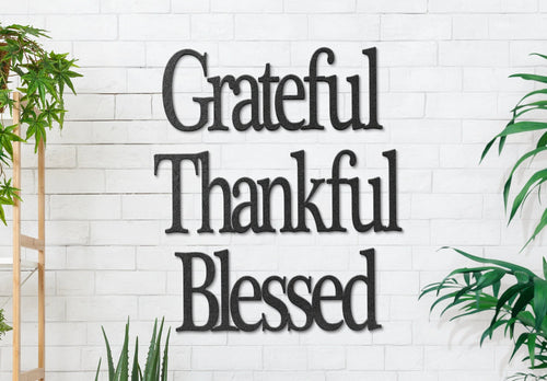 Grateful Thankful Blessed Word Signs Wall Decorations - 8 inches - metal sign