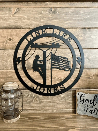 Lineman Sign Gift For Lineman Cut Metal Sign Metal House Sign - 8 inches - metal sign