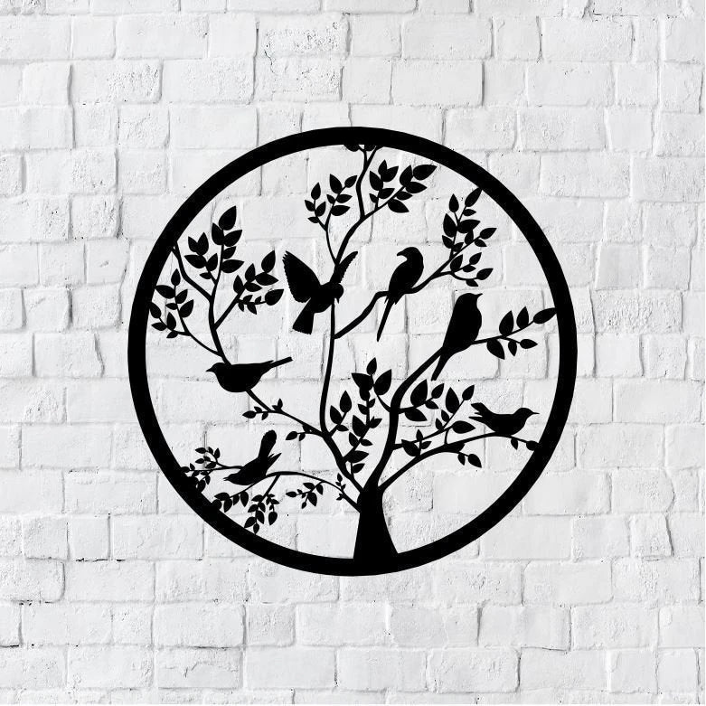 Birds On Branch Bird Branch Birds Wall Decor Sign Metal Birds On Branch - 8 inches - metal sign