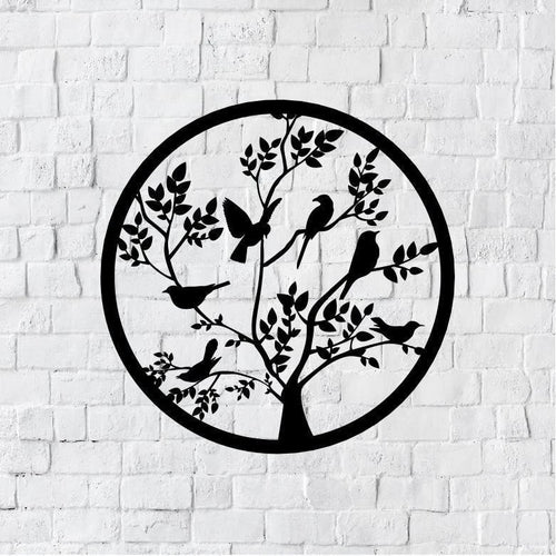 Birds On Branch Bird Branch Birds Wall Decor Sign Metal Birds On Branch - 8 inches - metal sign