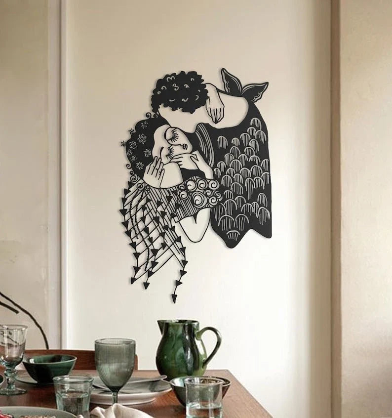 The Kiss Gustav Klimt Wall Art Metal Wall Decor Wall Signs Gustav Klimt Metal Wall Sculpture Der Kuss Wall Hanging - 8 inches - metal sign