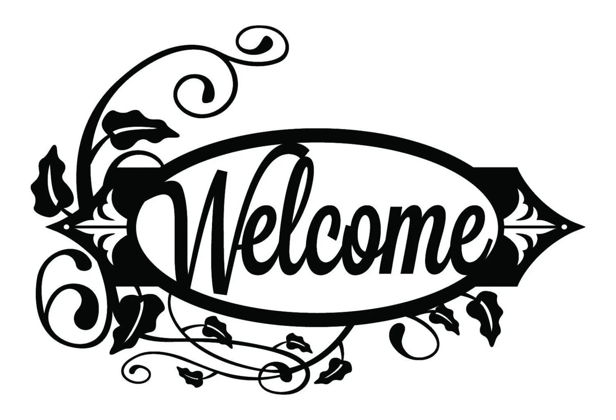 Welcome Metal Sign With Vines Black Outdoor Sign House Sign Door Sign Sign Signage - 8 inches - metal sign