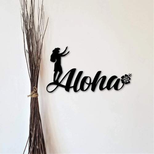 Aloha Sign Aloha Wall Sign With Hula Metal Signs Hawaiian Decor Beach House Decor Hawaii Signtropical Decor - 8 inches - metal sign