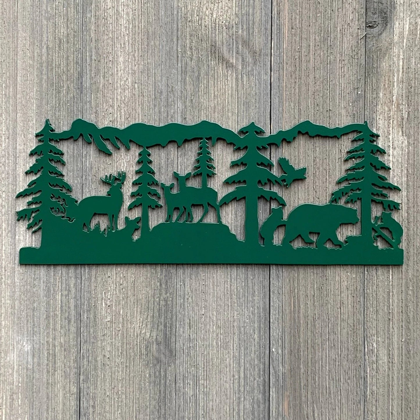 Forest Wildlife Scene Metal Sign Cutout Cut Metal Sign Wall Metal Art - 8 inches - metal sign