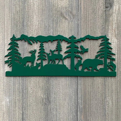 Forest Wildlife Scene Metal Sign Cutout Cut Metal Sign Wall Metal Art - 8 inches - metal sign