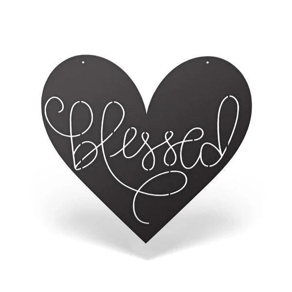 Blessed Heart Sign Cut Metal Sign Metal House Sign - 8 inches - metal sign
