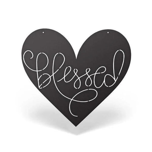 Blessed Heart Sign Cut Metal Sign Metal House Sign - 8 inches - metal sign