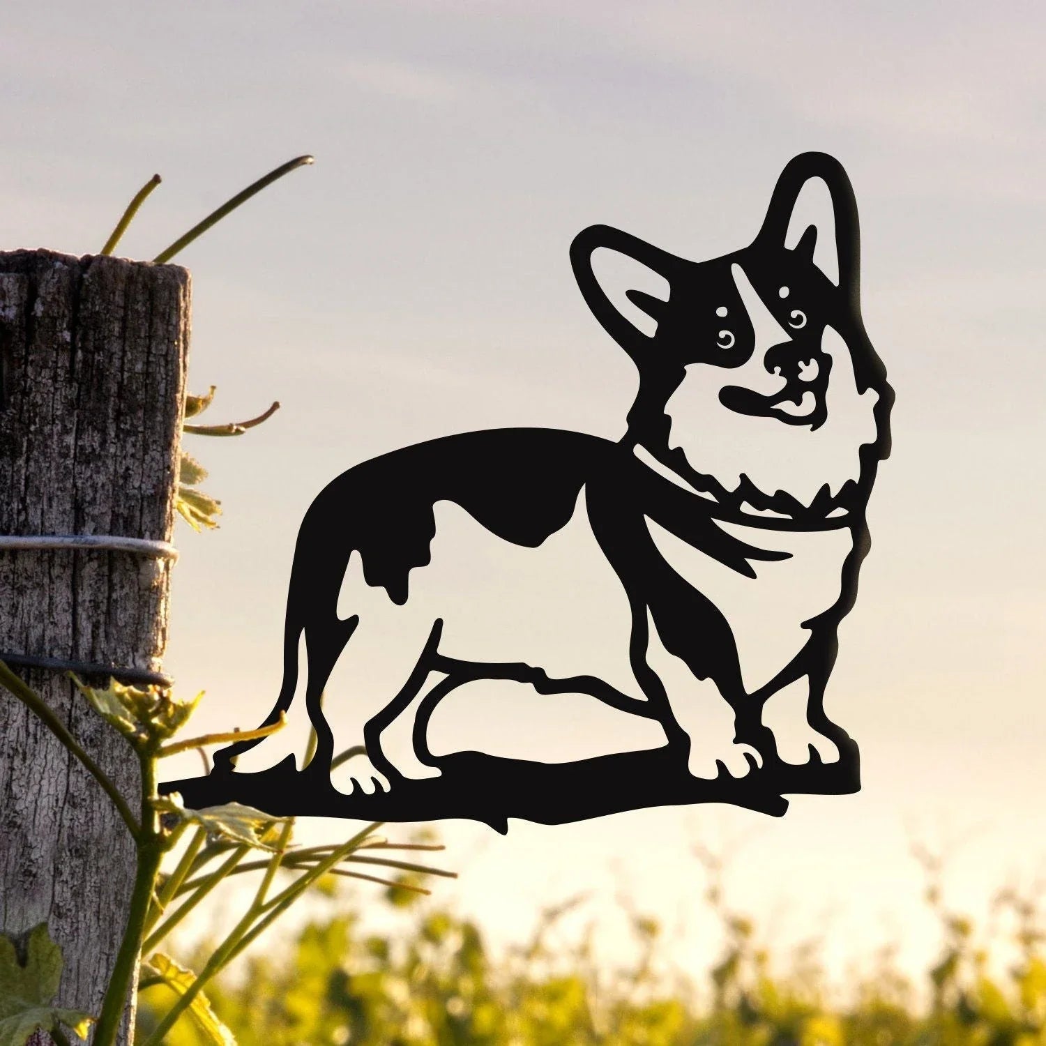 Corgi Puppy Love Metal Art Garden Signs Cut Metal Sign Metal House Sign - 8 inches - metal sign