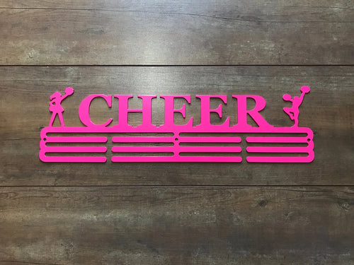 Cheer Medal Hanger Holder Display Rack 3 Rung Cut Metal Sign - 8 inches - metal sign