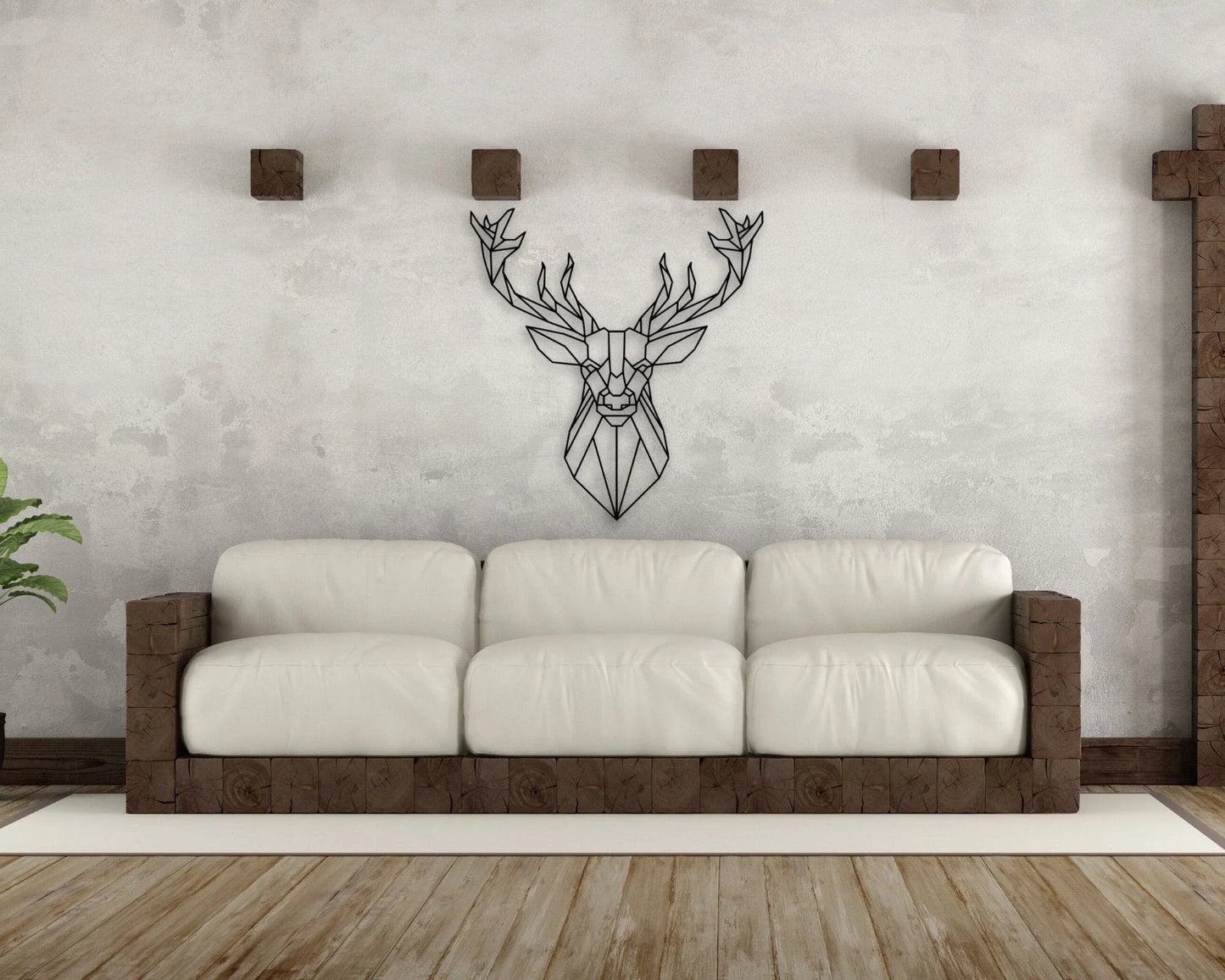 Geometric Deer Headdeer Metal Animal Wall Decor Animal Mask Fireplace Decor Metal Wall Decor Unique Gift - 8 inches - metal sign