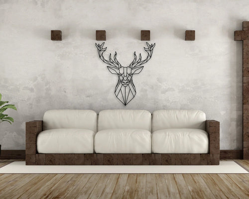 Geometric Deer Headdeer Metal Animal Wall Decor Animal Mask Fireplace Decor Metal Wall Decor Unique Gift - 8 inches - metal sign