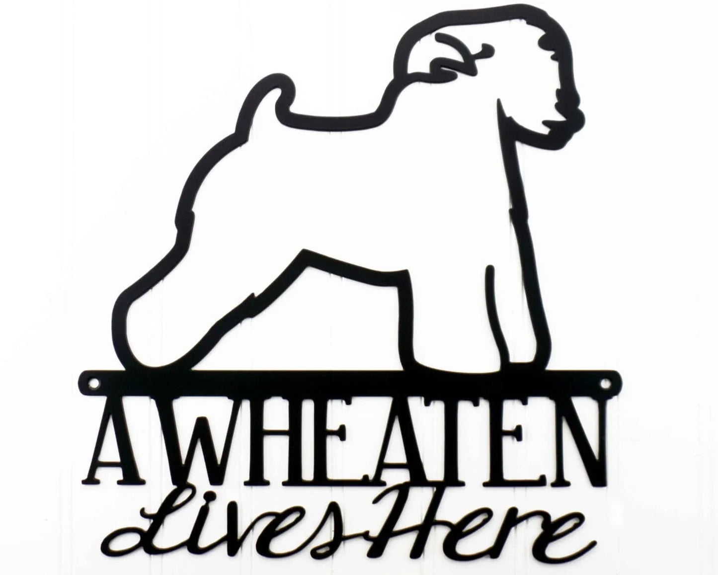 Wheaten Lives Here Metal Sign Black Wheaten Terrier Wheaten Dog Sign Outdoor Sign - 8 inches - metal sign