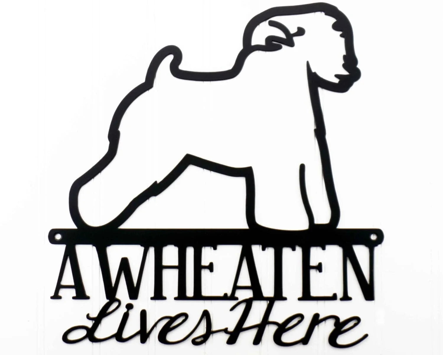 Wheaten Lives Here Metal Sign Black Wheaten Terrier Wheaten Dog Sign Outdoor Sign - 8 inches - metal sign