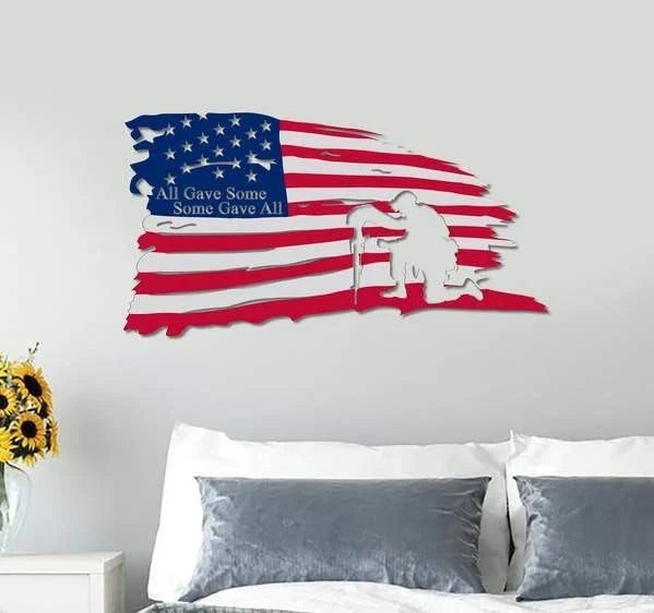 Veteran All Gave Some Some Gave All Independence Day Cut Metal Sign Cut Metal Sign - 8 inches - metal sign