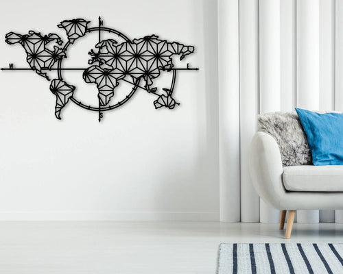 Carte Du Monde En Metal Metal Wall Decoration Metal World Map World Map Interior Housewarming Gift Welkarte Gift Ideas - 8 inches - metal sign