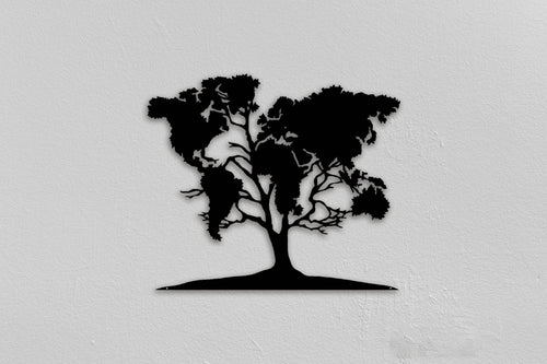 World Map Christmas Gifts Weltkarte Tree Art Carte Du Monde World Map Wall Decor Metal Art Metal Sculpture - 8 inches - metal sign