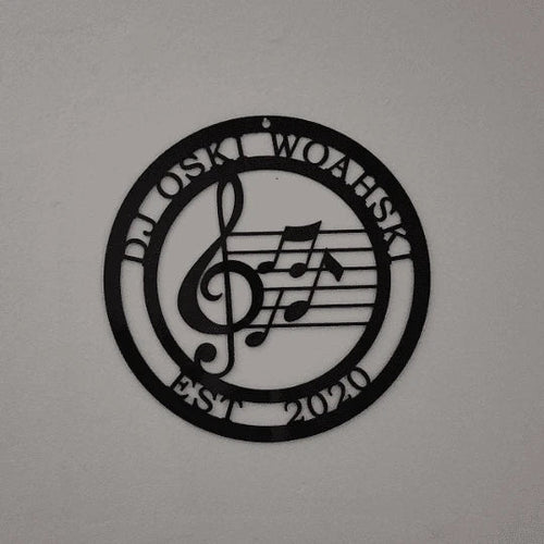 Music Established Last Name Family Sign Cut Metal Sign Metal House Sign - 8 inches - metal sign