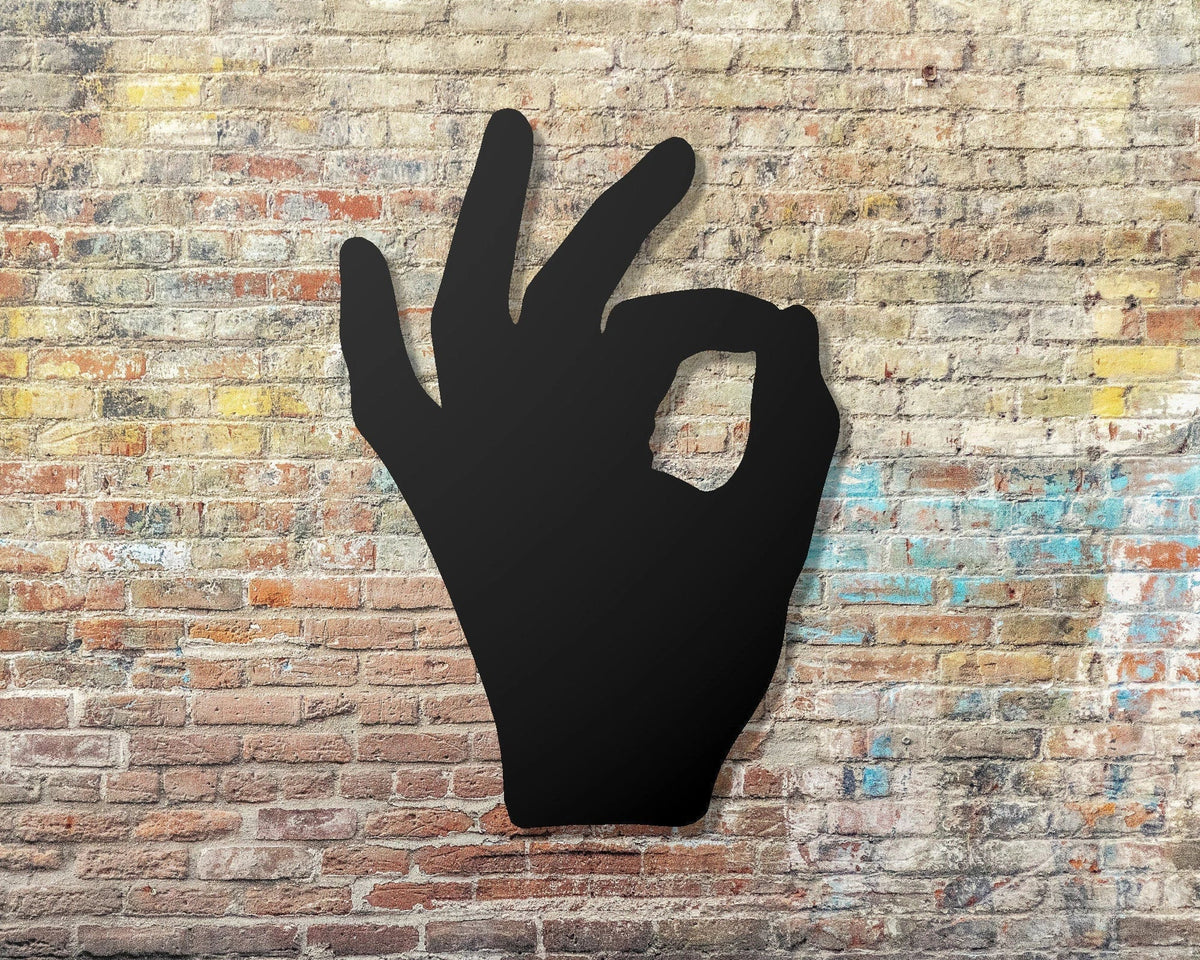 Ok Hand Sign Ok Ok Sign Language Ok Wall Decor Dorm Room Gift Idea Tiki Bar - 8 inches - metal sign