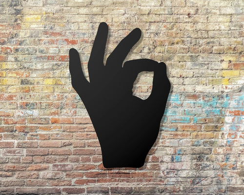 Ok Hand Sign Ok Ok Sign Language Ok Wall Decor Dorm Room Gift Idea Tiki Bar - 8 inches - metal sign
