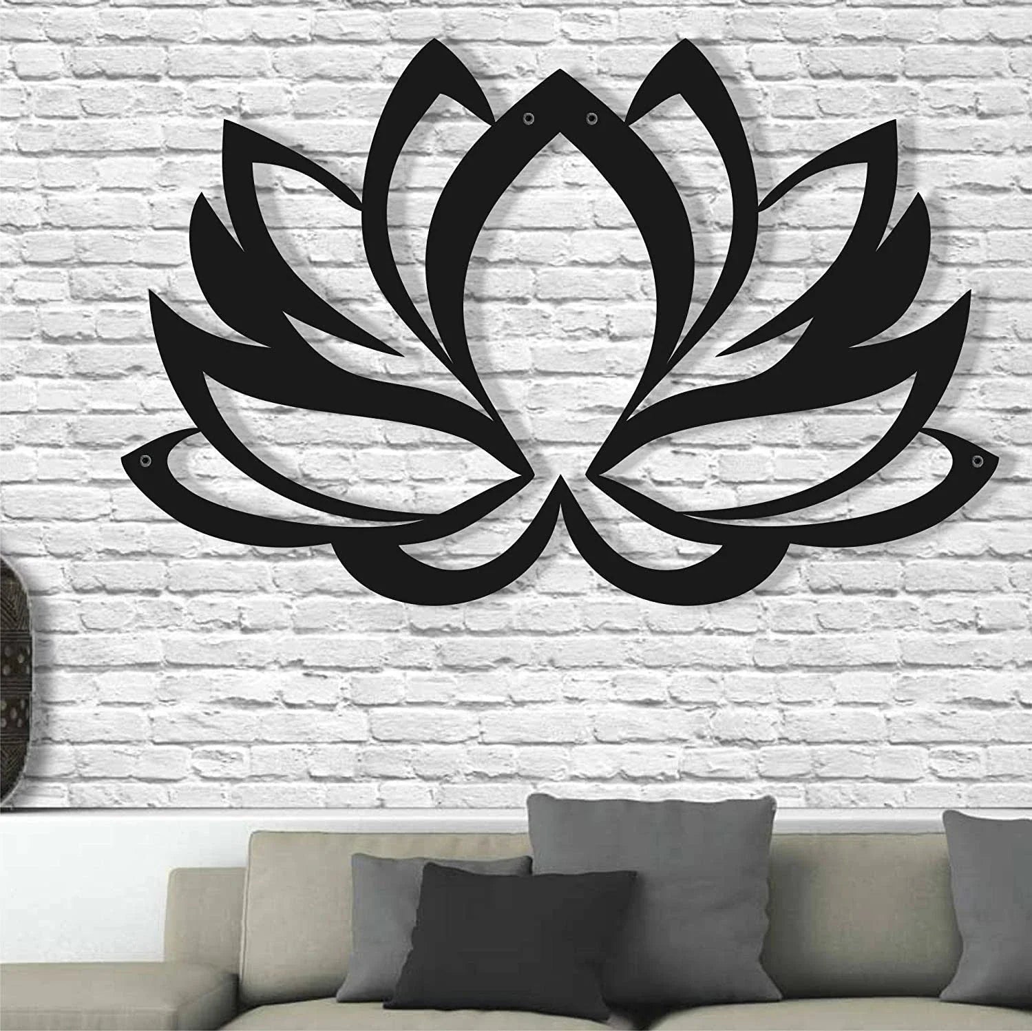 Lotus Flower 3D Wall Silhouette Metal Wall Decor Home Office Decoration Bedroom Living Room Decor Sculpture - 8 inches - metal sign