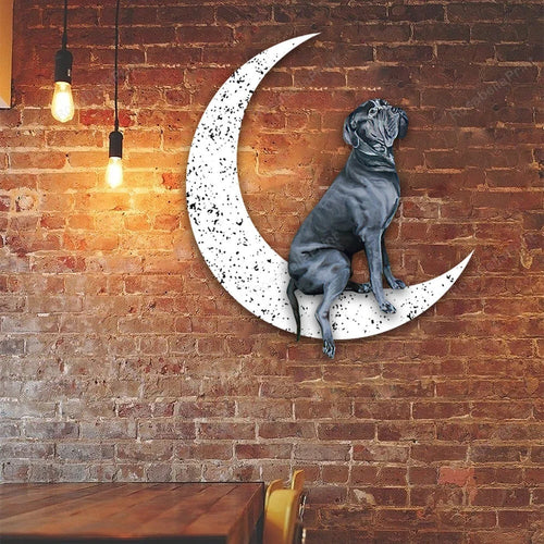 Dog Metal Sign Cane corso Sit On The Moon Dog Wall Sign Gift for Dog Lover - 8 inches - metal sign