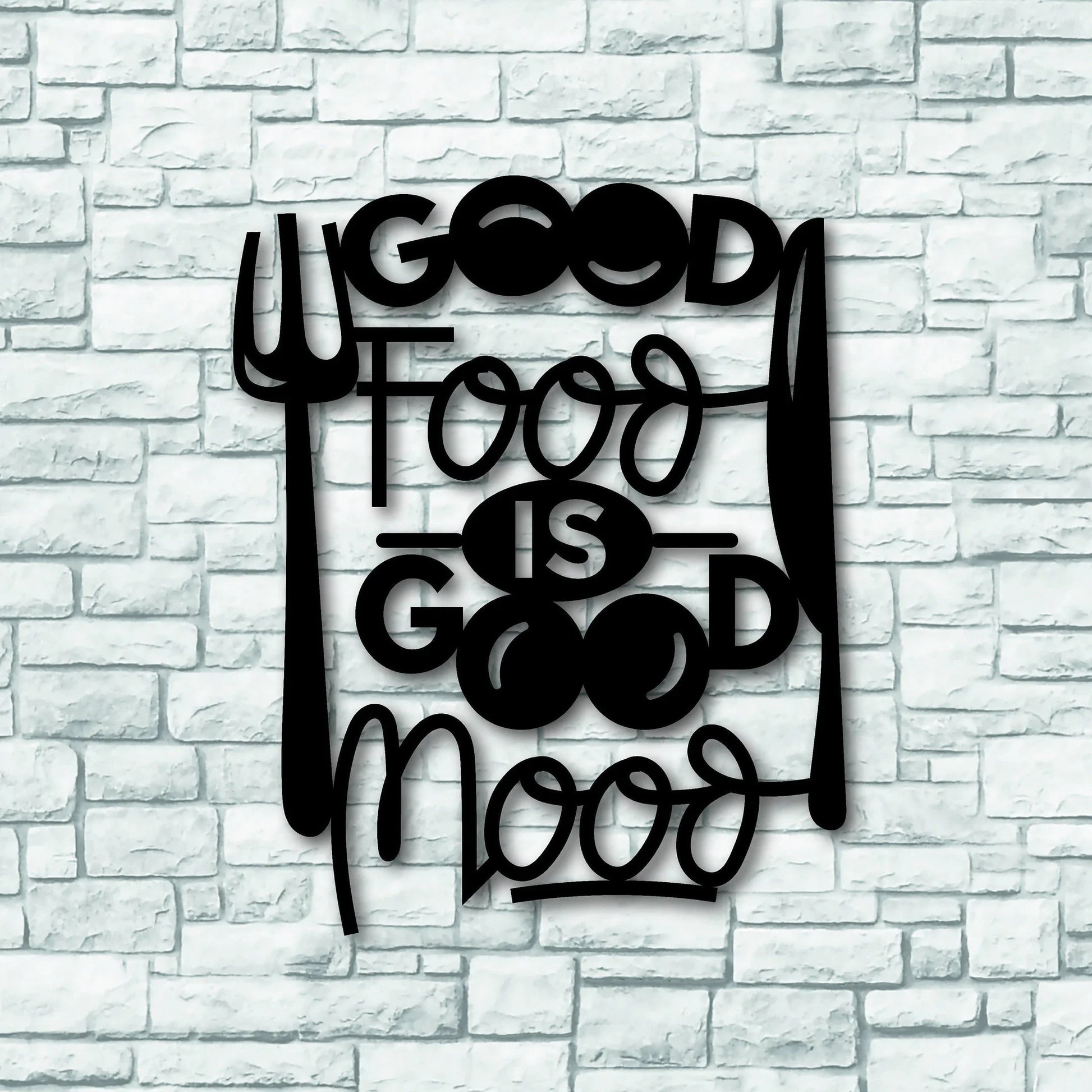 Good Food Is Good Mood Kitchen Wall Decor Kitchen Metal Sign - 8 inches - metal sign