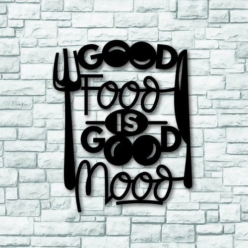 Good Food Is Good Mood Kitchen Wall Decor Kitchen Metal Sign - 8 inches - metal sign