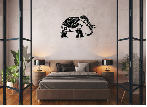 Ornamental Elephant Metal Sign Cutout Cut Metal Sign Wall Metal Art - 8 inches - metal sign