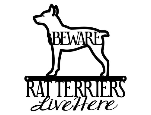 Rat Terriers Live Here Metal Sign Black Rat Terrier Terrier Dog Dog Sign Dog Gift - 8 inches - metal sign
