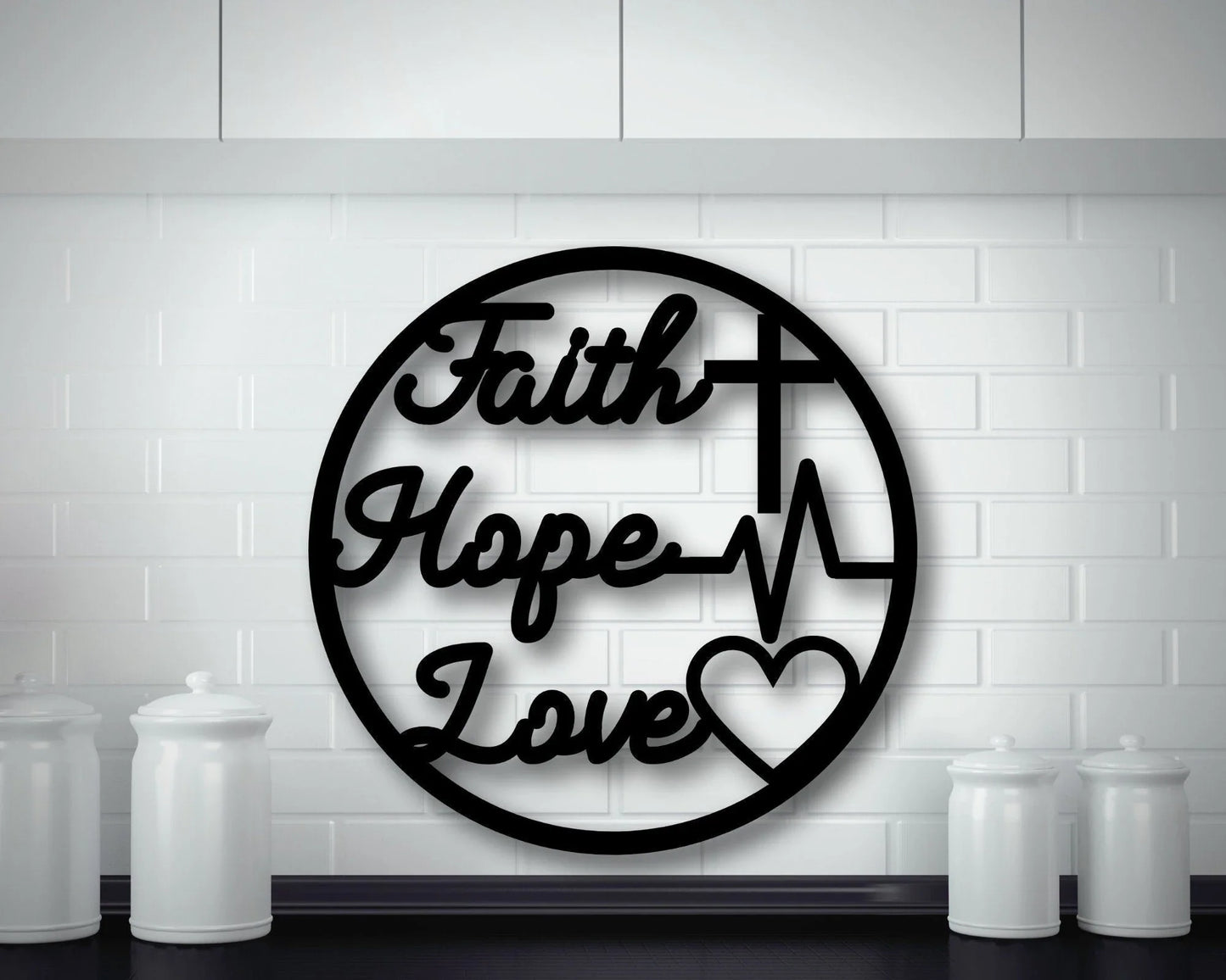 Metal Faith Hope Love Metal Faith Hope Love Sign Metal Faith Hope Love Decor Housewarming Gift - 8 inches - metal sign