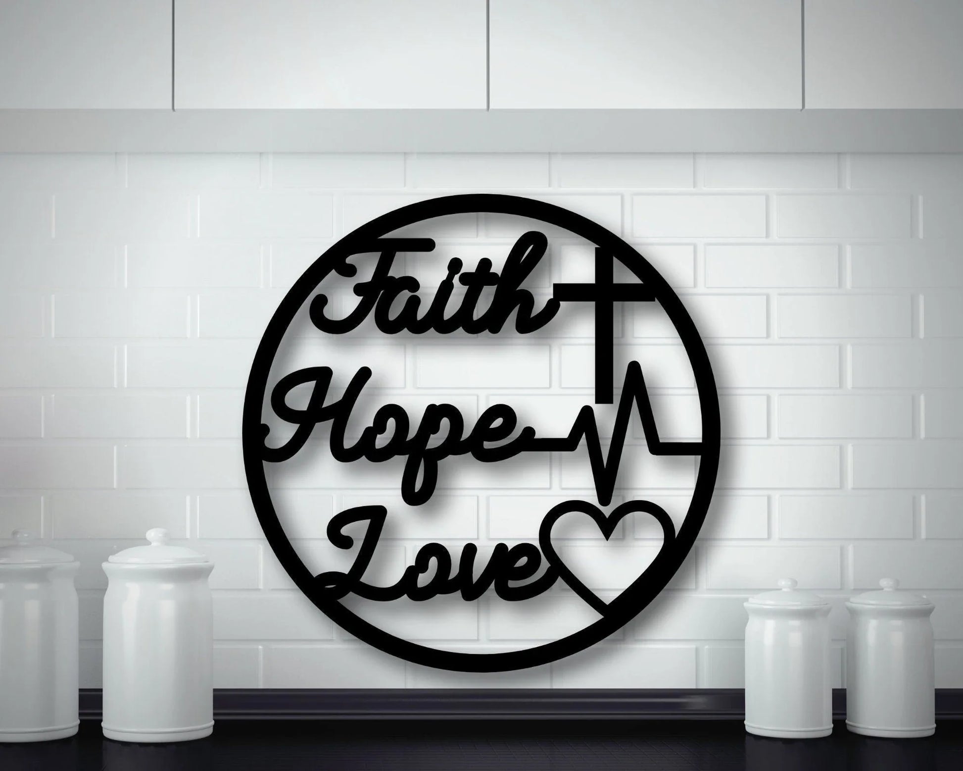 Metal Faith Hope Love Metal Faith Hope Love Sign Metal Faith Hope Love Decor Housewarming Gift - 8 inches - metal sign