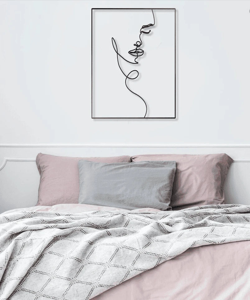 Female Face Line Art Metal House Sign - 8 inches - metal sign
