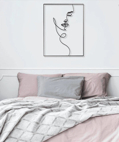 Female Face Line Art Metal House Sign - 8 inches - metal sign