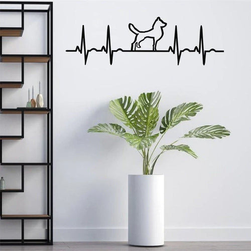 Metal Wall Decor Ekg Dog Dog Decor Living Room Decoration Wall Hangings Dog Lover Gift Ekg Rhythm Geometric Puppy Art - 8 inches - metal sign