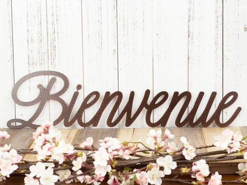 Bienvenue French Welcome Outdoor Welcome Sign Housewarming Gift - 8 inches - metal sign