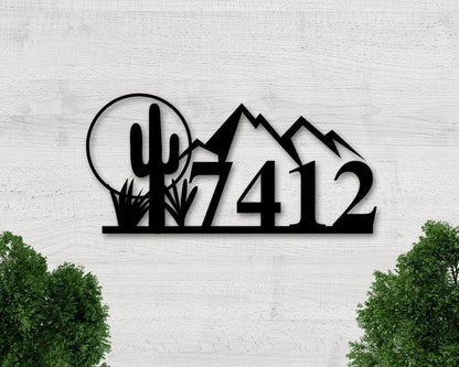 Address Sign Metal Address Sign House Numbers Metal Metal Numbers House Address Numbers Address Sign Cactus Sign Western Address Sign - 8 inches - metal sign